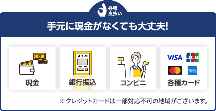 手元に現金がなくても大丈夫！